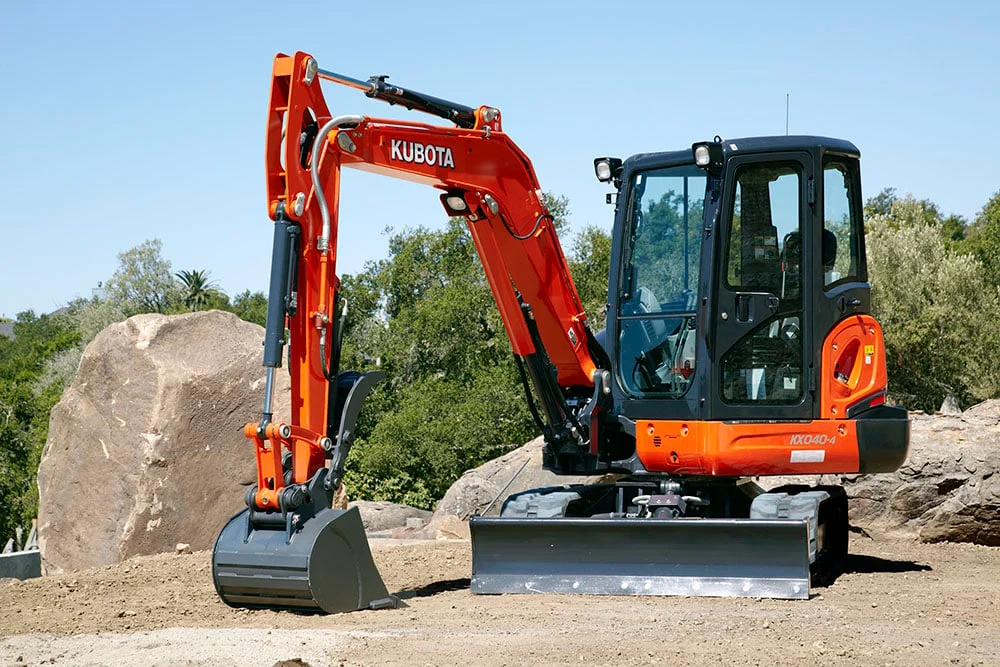 Skid steer preparing a construction site for building